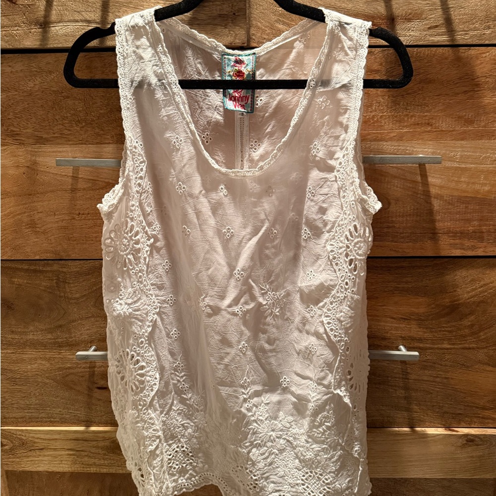 Johnny Was White Embroidered Top